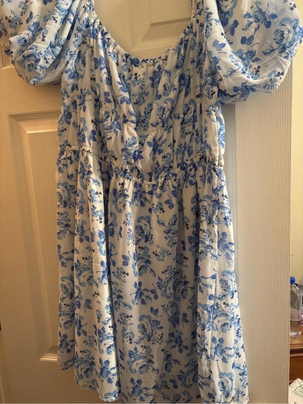Simply Southern White Midi Dress with Blue Floral Print
